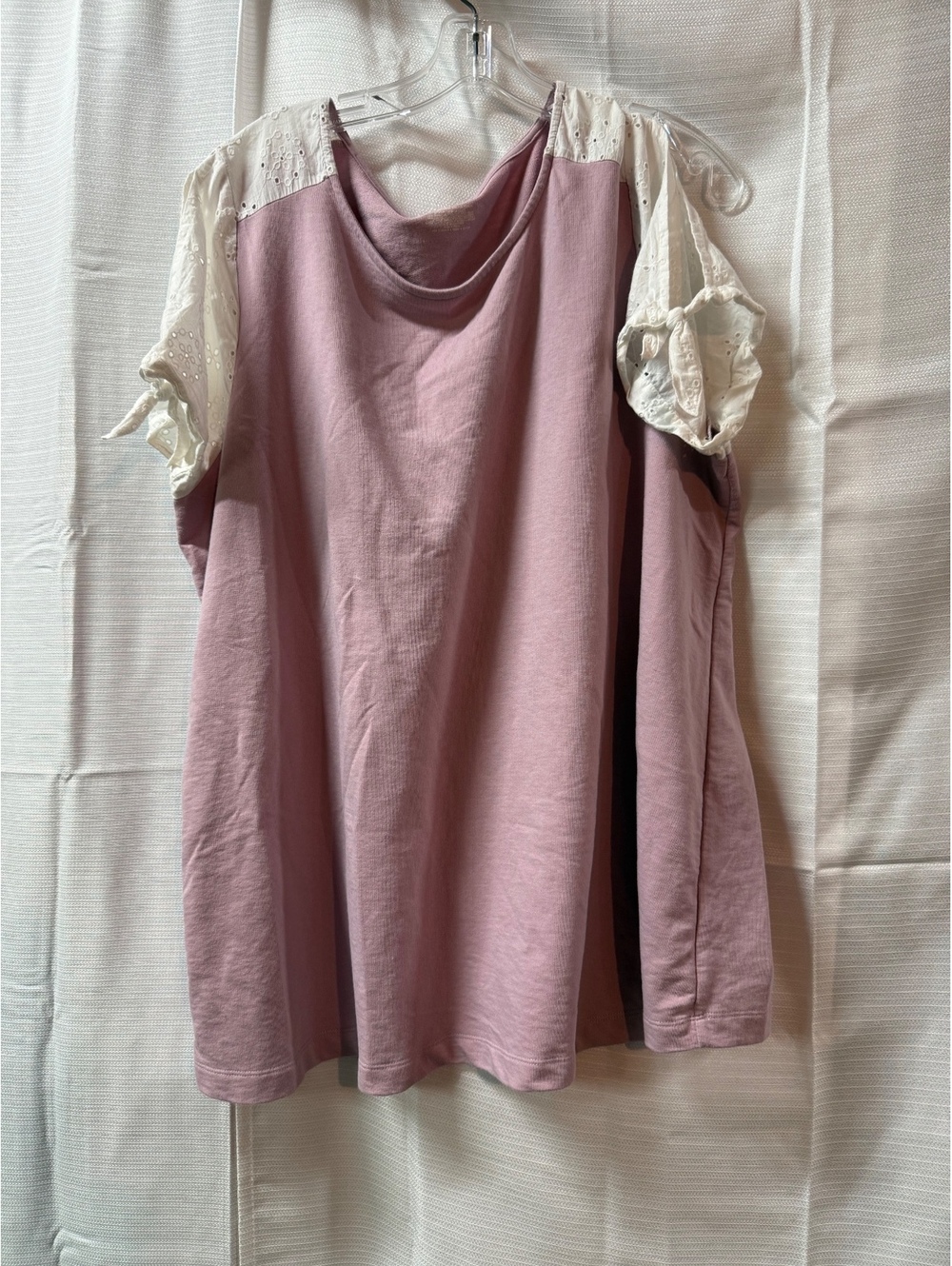 Lane Bryant Pink and White Cold Shoulder Top Size 18/20